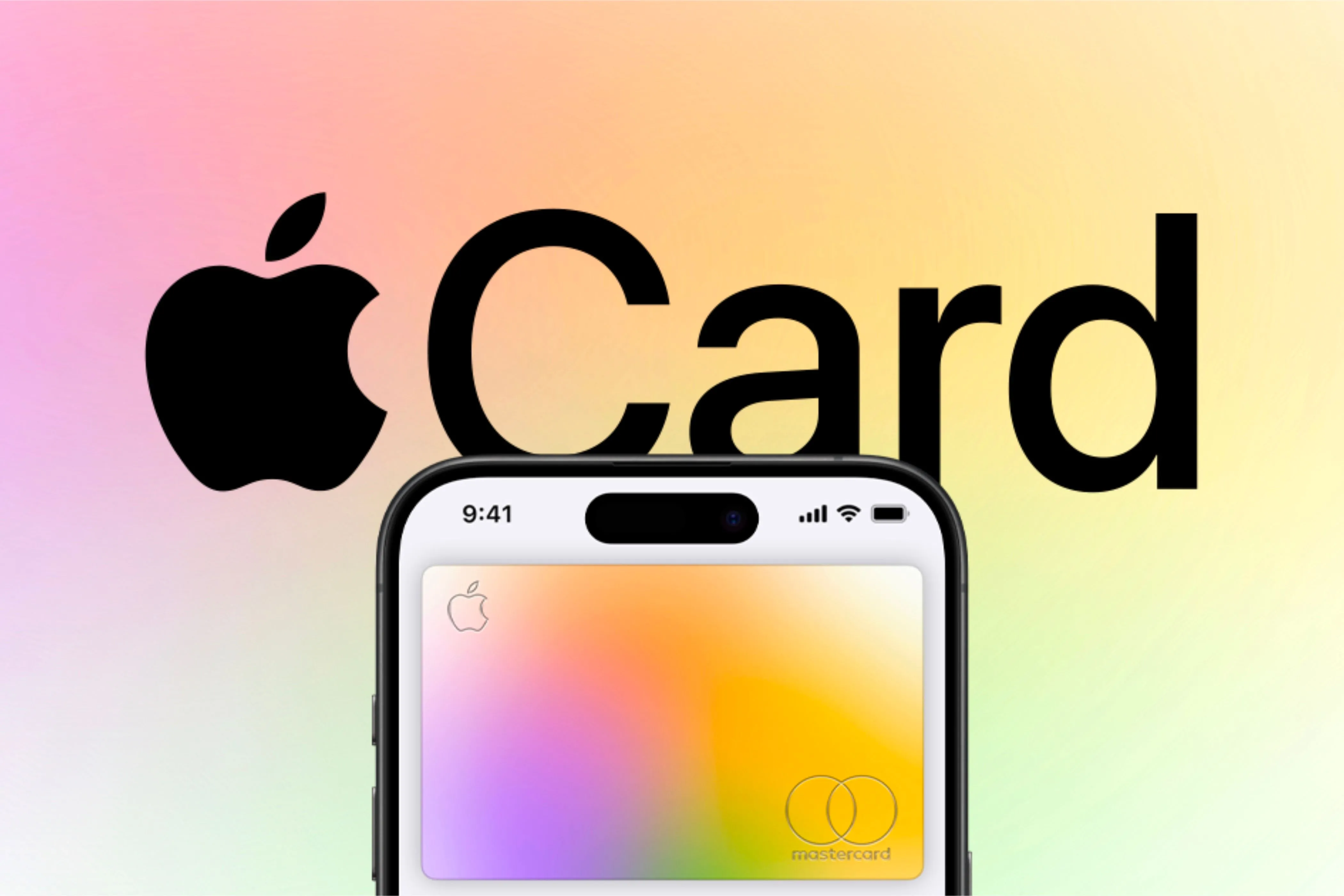 Logo Apple Card và iPhone hiển thị thẻ Apple Card trong ứng dụng Ví Apple.