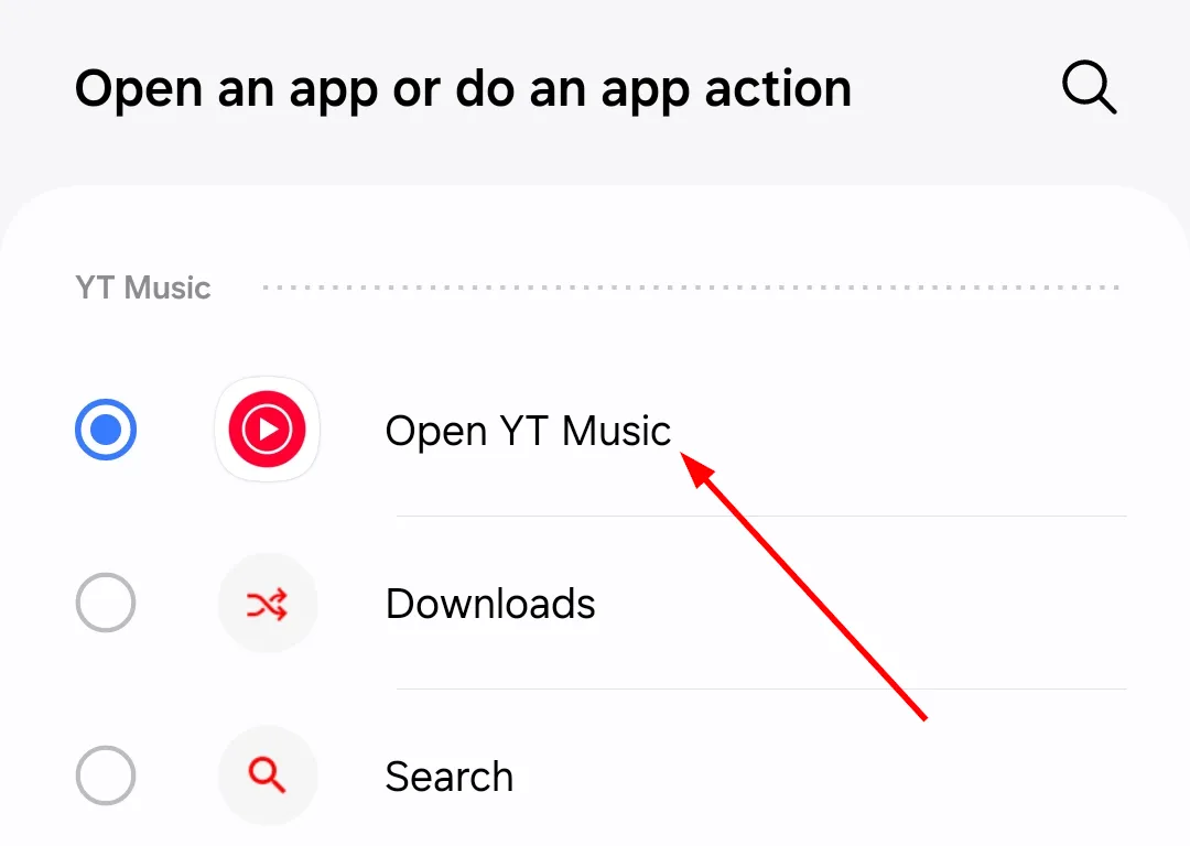 Lựa chọn ứng dụng nghe nhạc yêu thích như YouTube Music để tự động mở khi Bluetooth kết nối