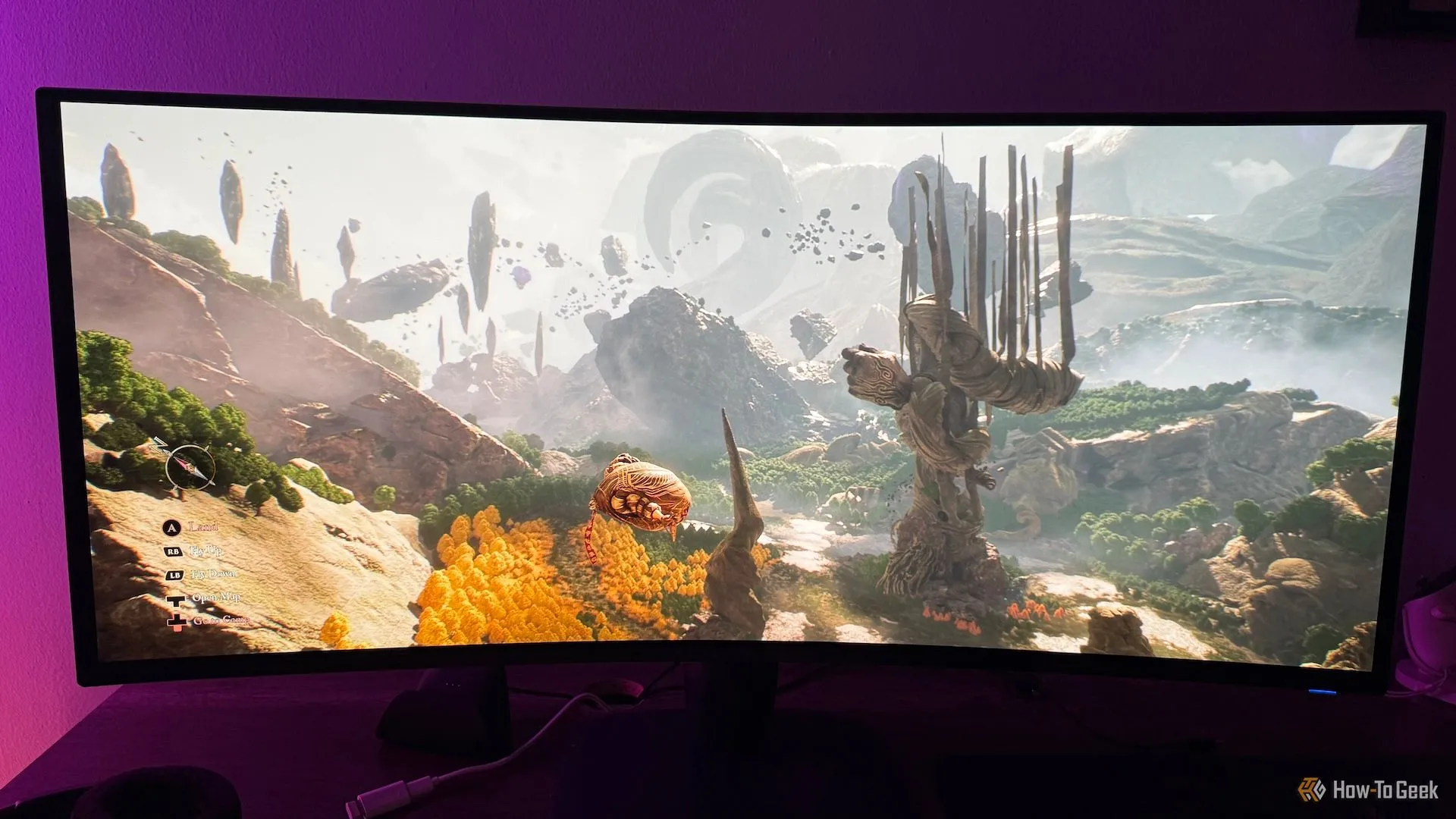 Màn hình chơi game Alienware AW3425DW hiển thị thế giới game ấn tượng, phù hợp cho game thủ yêu thích trải nghiệm siêu rộng.