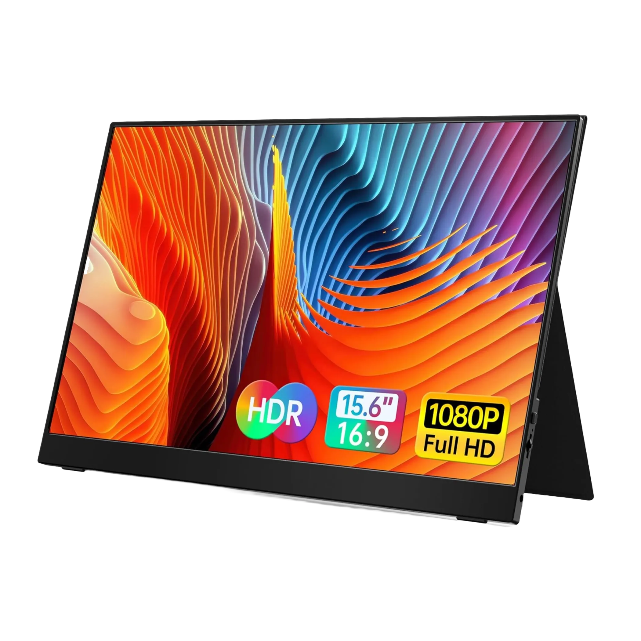 Màn hình di động VILVA 15.6 inch màu đen, kết nối USB-C, lý tưởng cho máy chơi game cầm tay.
