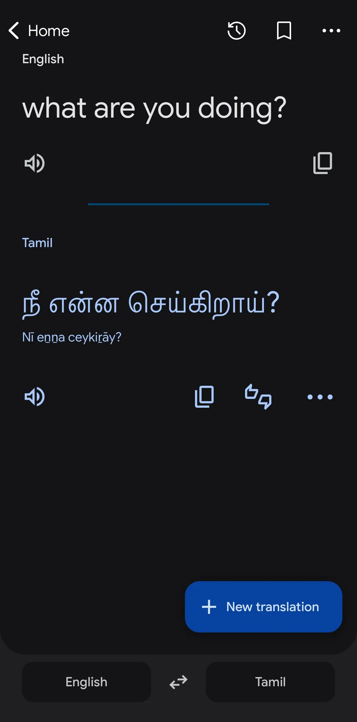 Màn hình dịch văn bản trên ứng dụng Google Translate cho iOS với các tính năng dịch nhanh.