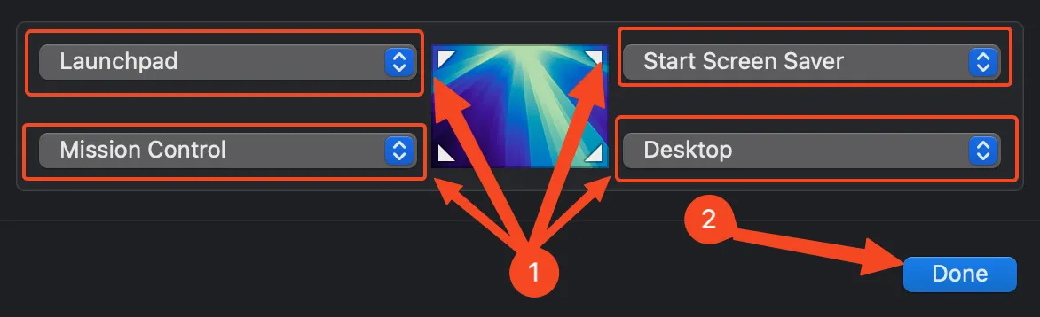 Menu Góc nóng trên macOS