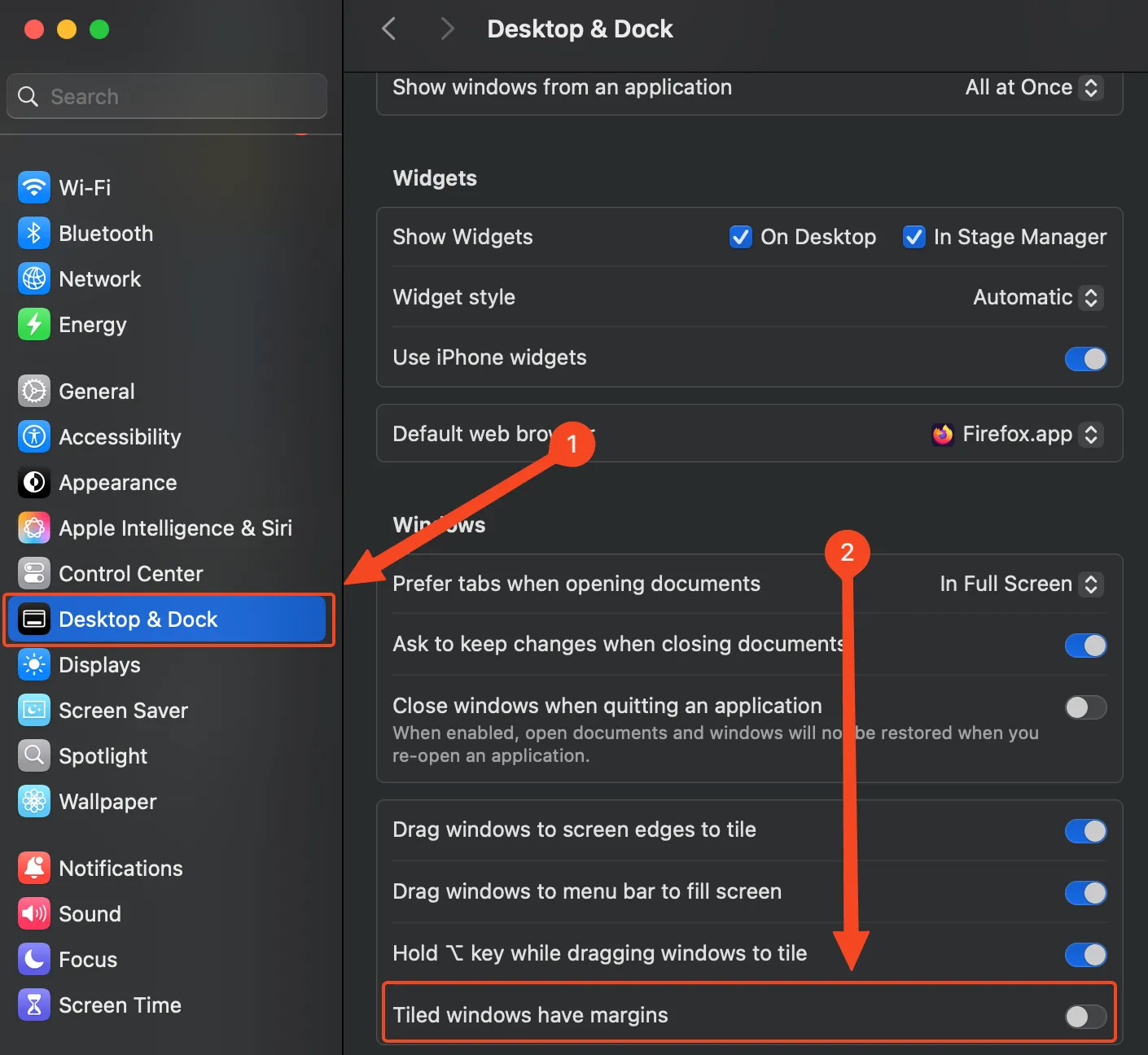 Menu Màn hình nền &amp; Dock trên macOS