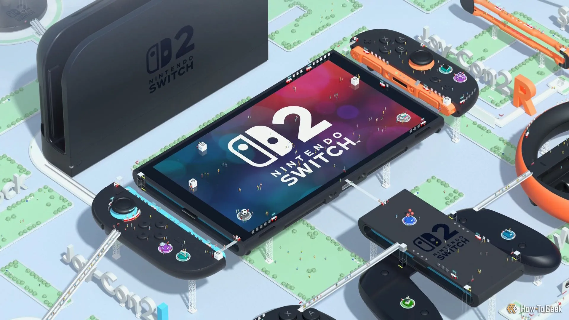 Mô phỏng máy console Nintendo Switch 2 và phụ kiện trong tour giới thiệu