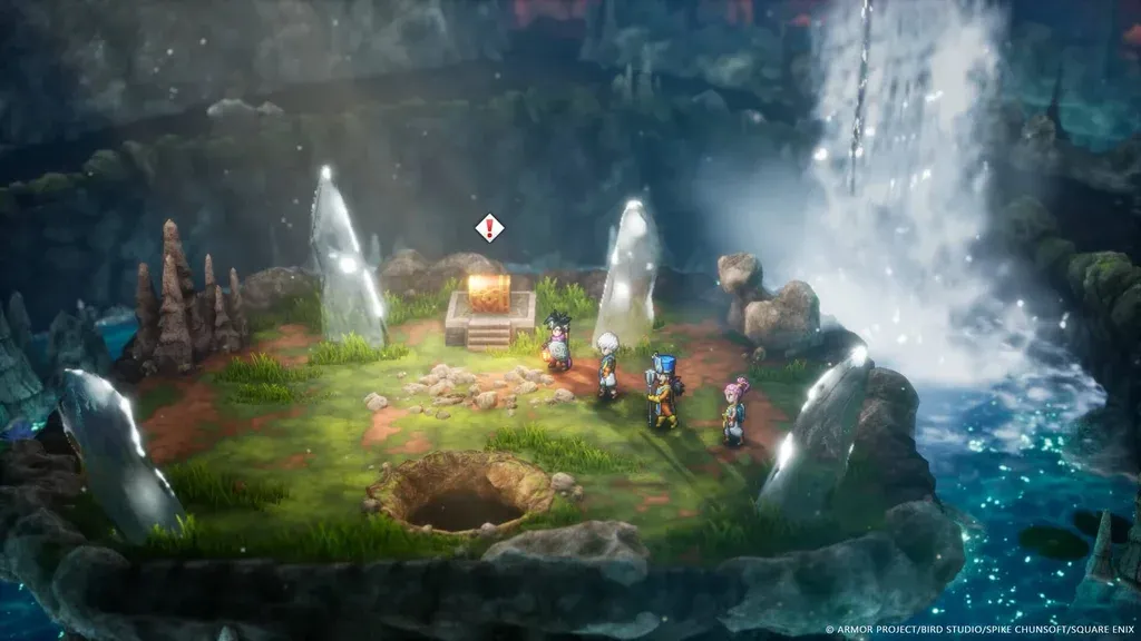 Một cảnh teaser của Dragon Quest HD-2D Remake, thể hiện sự kết hợp tinh tế giữa pixel art và môi trường 3D hiện đại.