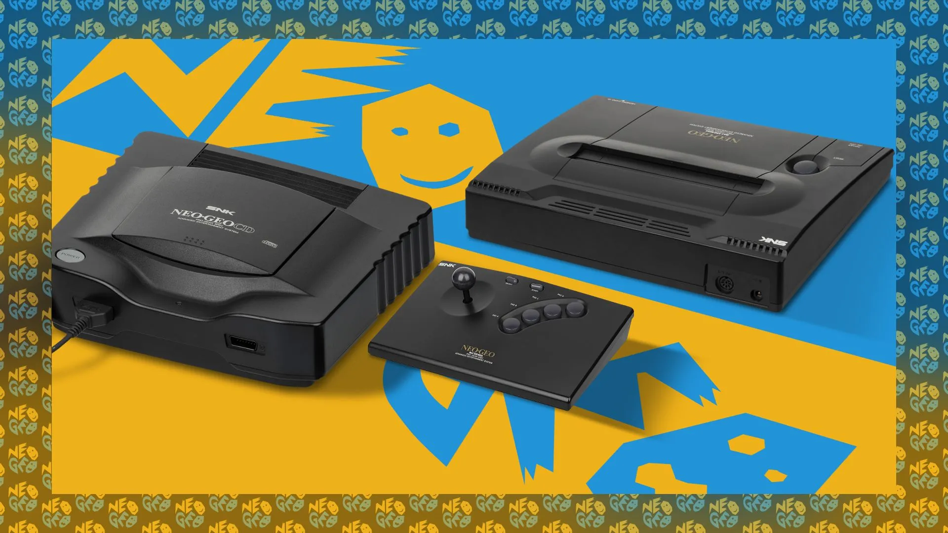 Một số máy chơi game console Neo Geo với logo thương hiệu SNK