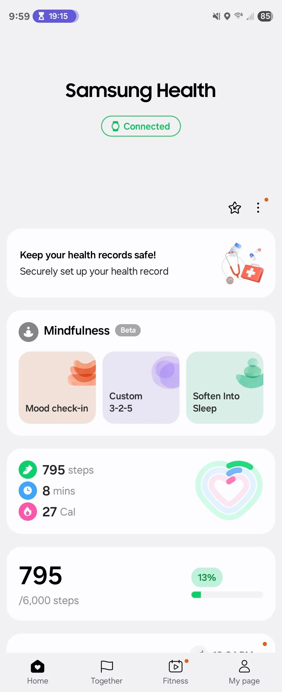 Mục &quot;Thiền định&quot; trong ứng dụng Samsung Health trên điện thoại, hỗ trợ sức khỏe tinh thần