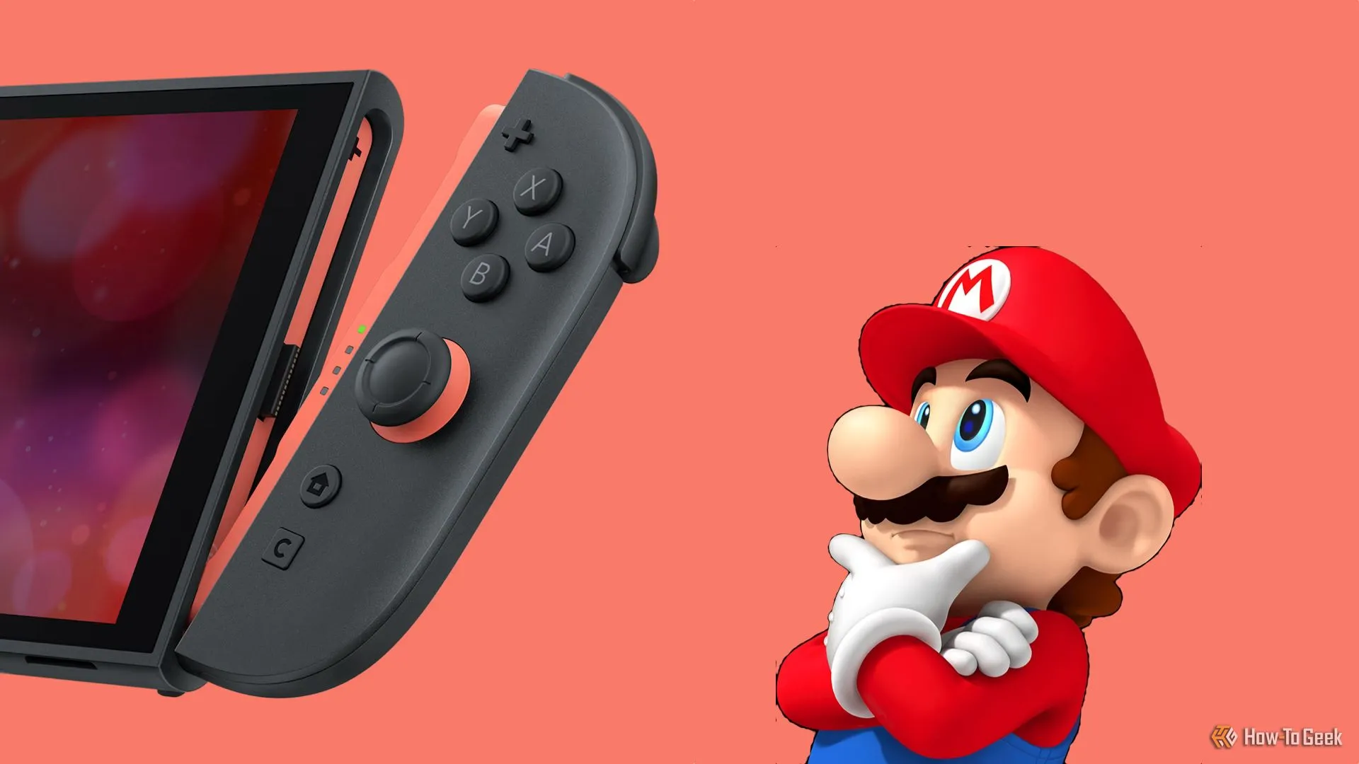 Nhân vật Mario đang nhìn chiếc Nintendo Switch 2, tượng trưng cho sự kế thừa và phát triển của dòng máy console này với nhiều ưu điểm riêng biệt.