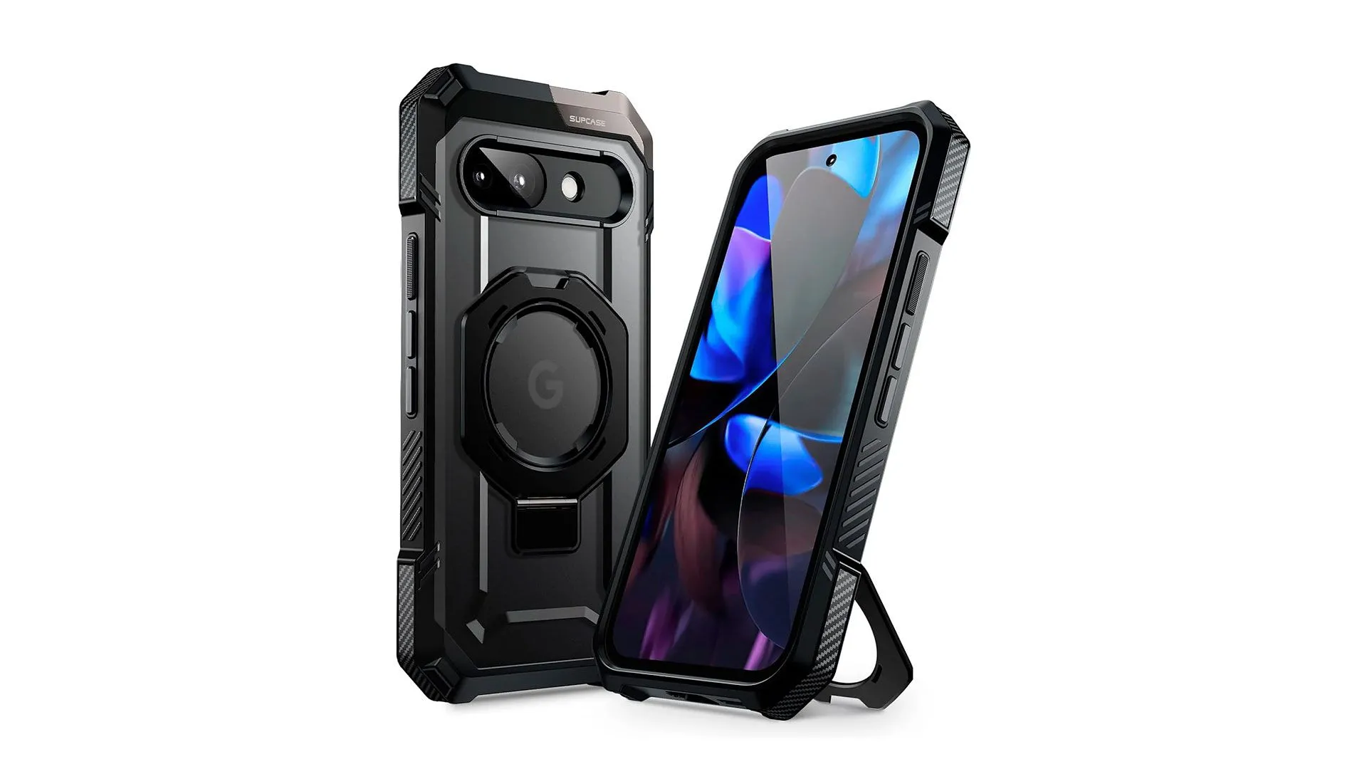 Ốp lưng bảo vệ Supcase UB Grip màu đen dành cho Google Pixel 9a trên nền trắng