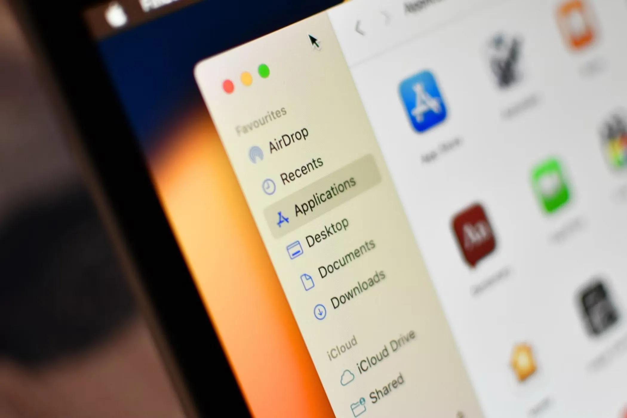 Panel ứng dụng trong Finder trên macOS