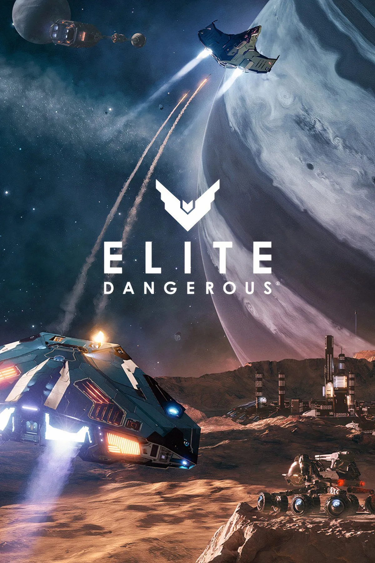 Phi thuyền chiến đấu đang di chuyển qua các hành tinh trong game mô phỏng không gian Elite Dangerous