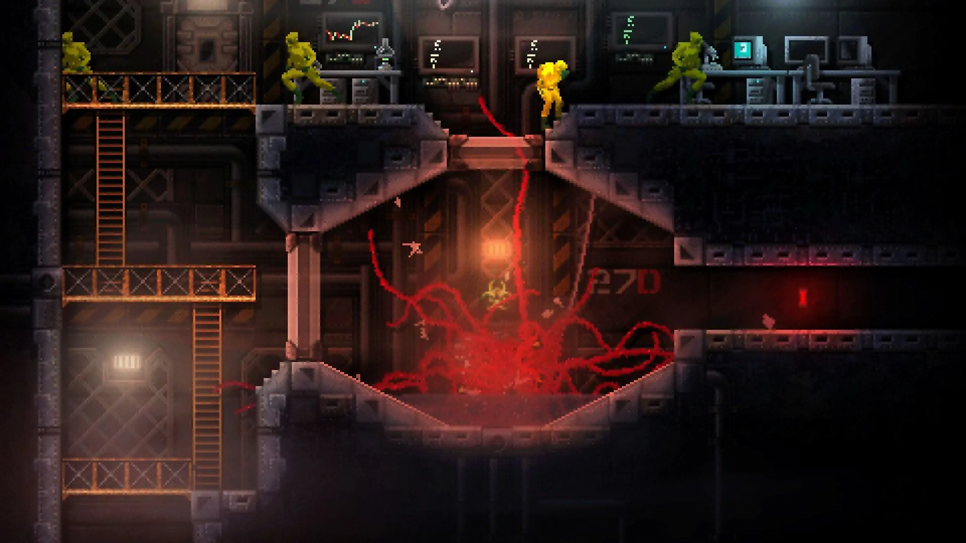 Quái vật trong game Carrion, người chơi trải nghiệm cảm giác trở thành kẻ săn mồi trong Reverse Horror