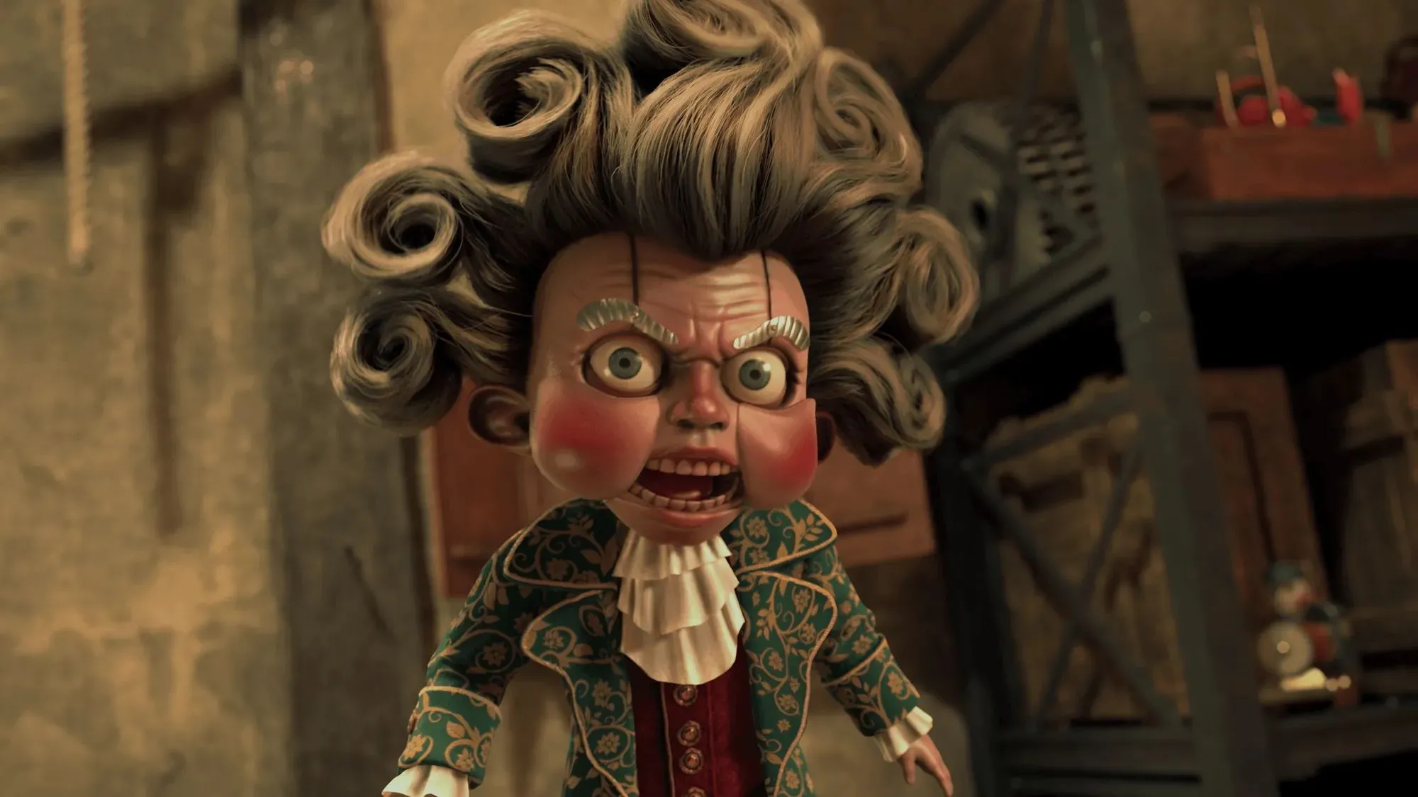 Robot quý tộc nhỏ đang tức giận trong game RPG steampunk Clockwork Revolution.