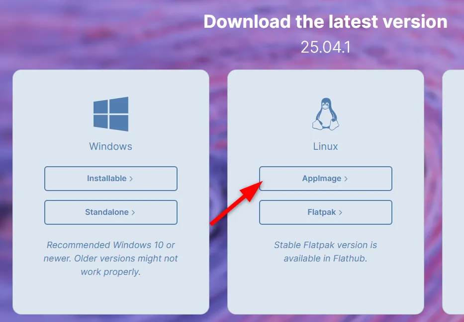 Tải xuống phiên bản Kdenlive AppImage mới nhất từ trang web chính thức