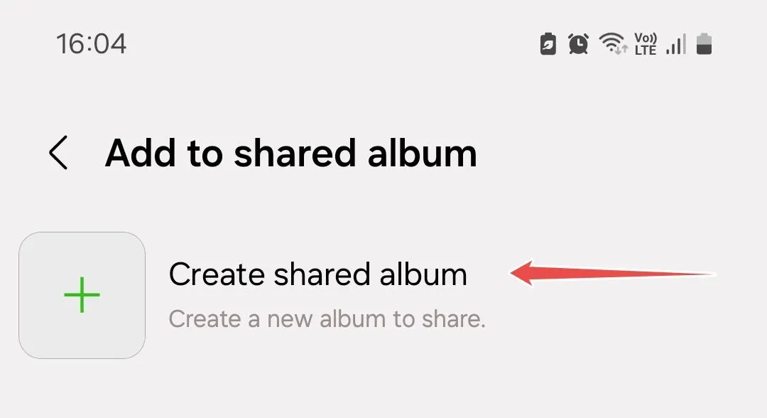 Tạo một album chia sẻ mới trong Samsung Gallery