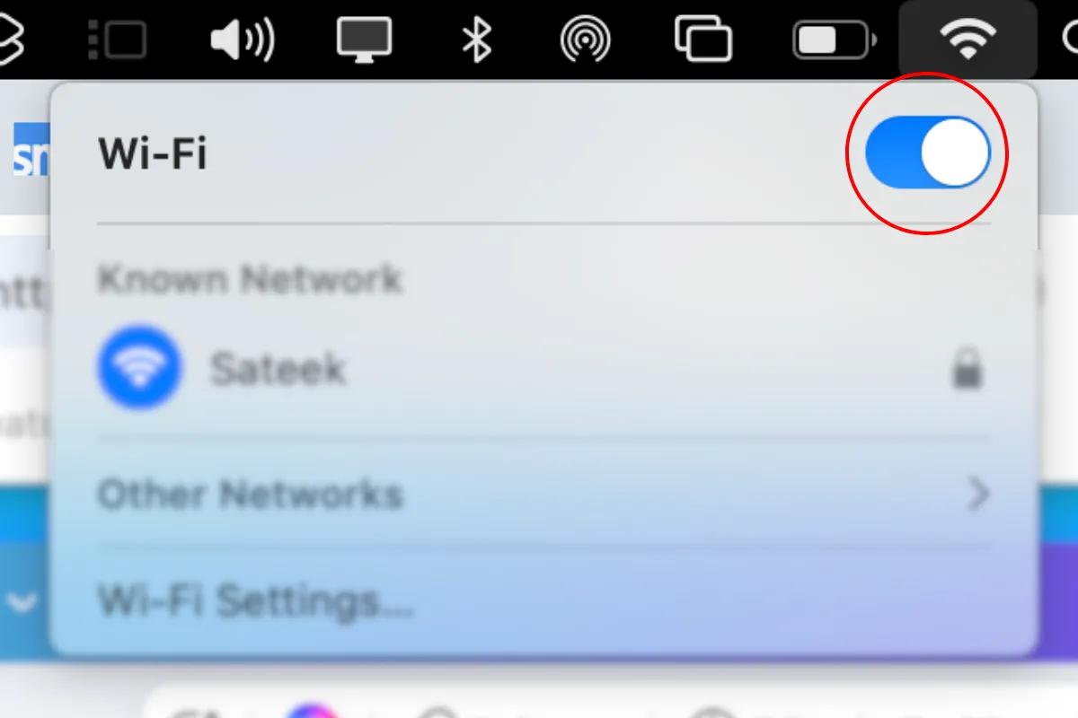 Tắt Wi-Fi trên MacBook từ thanh trạng thái
