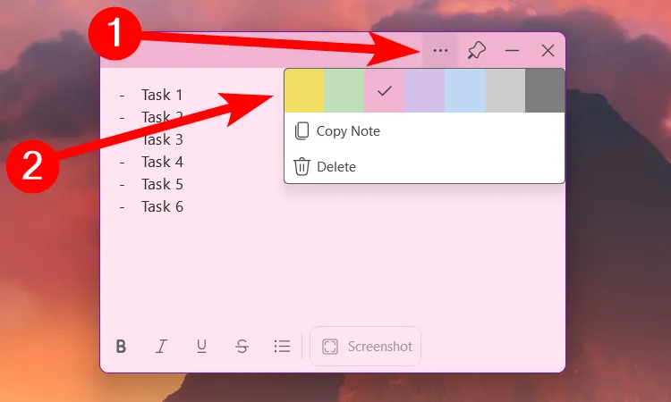 Thay đổi màu sắc ghi chú Sticky Notes để phân loại và quản lý nhiệm vụ trên Windows 11