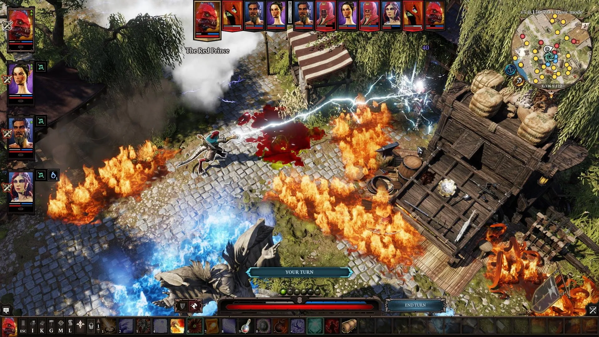 The Red Prince shooting a lightning attack in Divinity Original Sin 2.