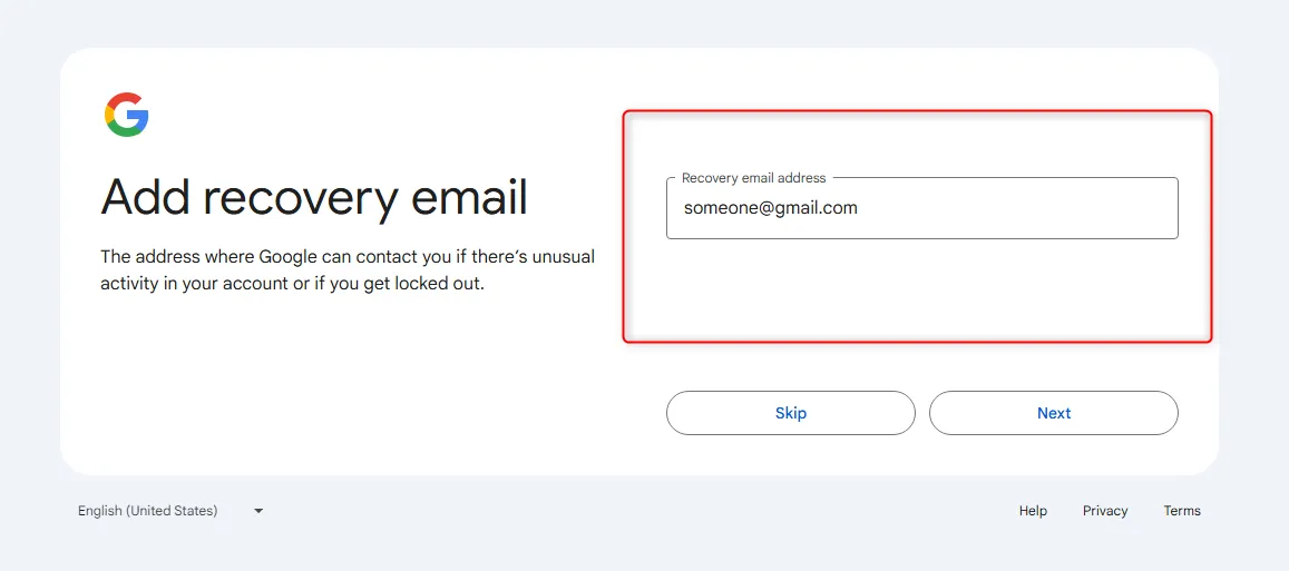 Thêm địa chỉ email khôi phục cho tài khoản Google