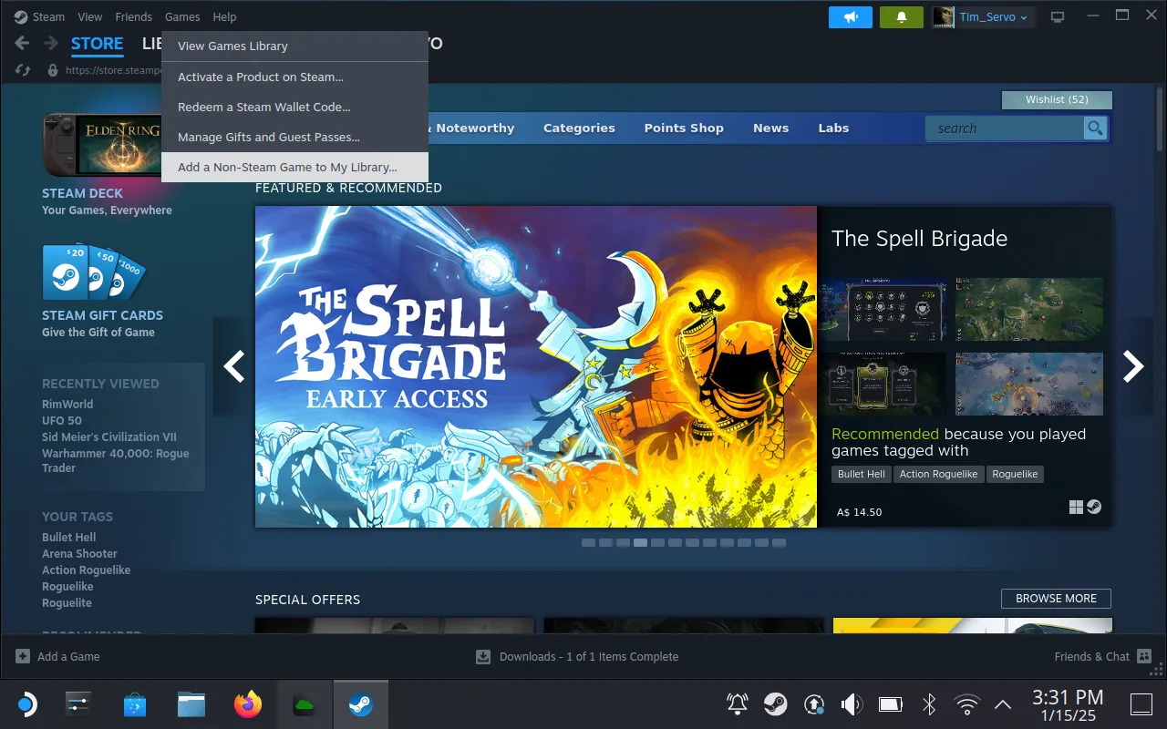 Thêm game không phải Steam (Greenlight) vào thư viện Steam trên Desktop mode