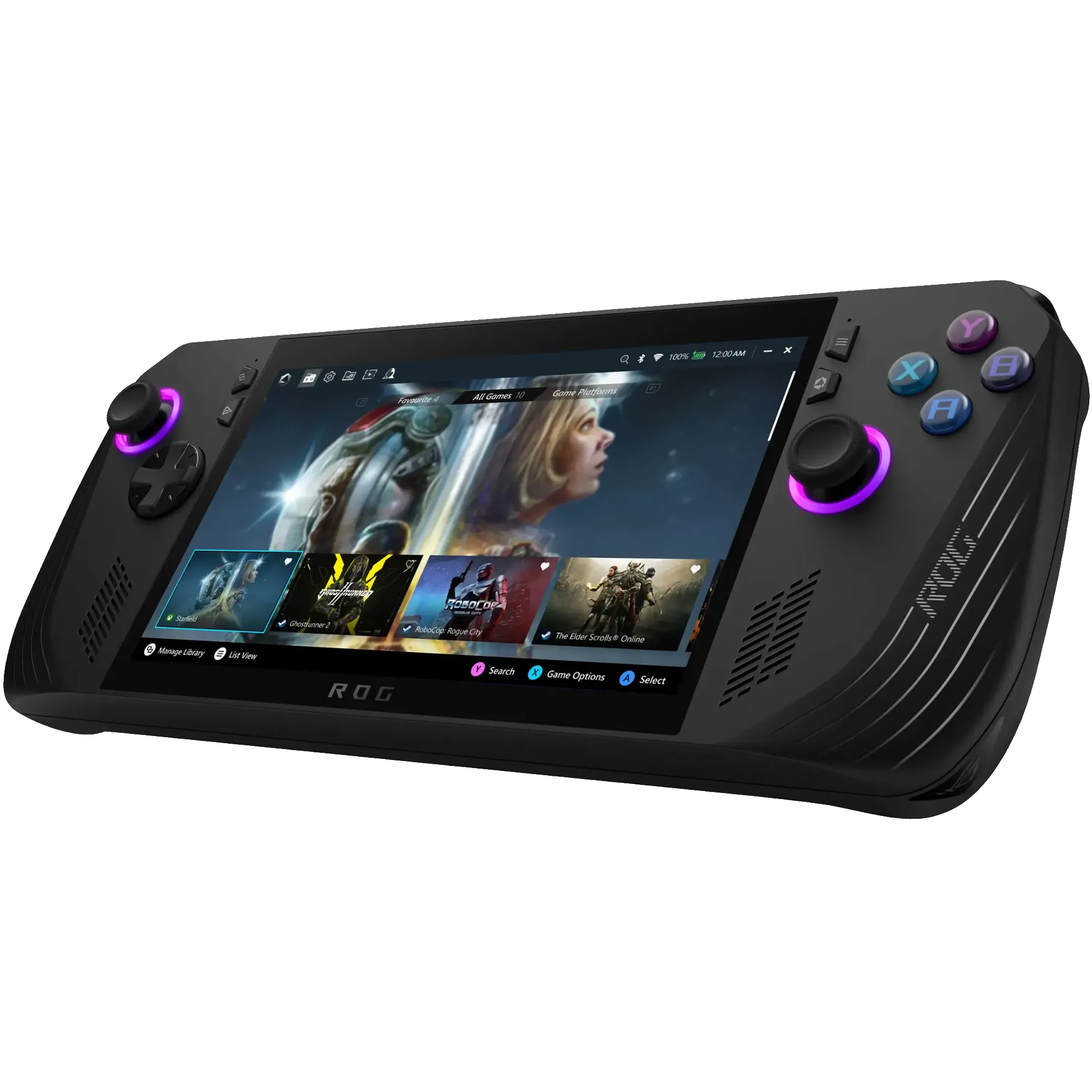 Thiết bị chơi game PC cầm tay ASUS ROG Ally X màu đen, tiên phong với phiên bản Windows tối ưu game