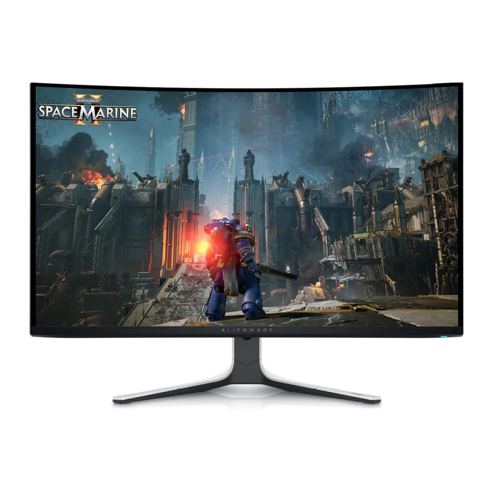 Thiết kế cong của màn hình Alienware AW3225QF, tối ưu hóa góc nhìn và sự tập trung cho các tác vụ đòi hỏi độ chính xác cao và chơi game 4K.