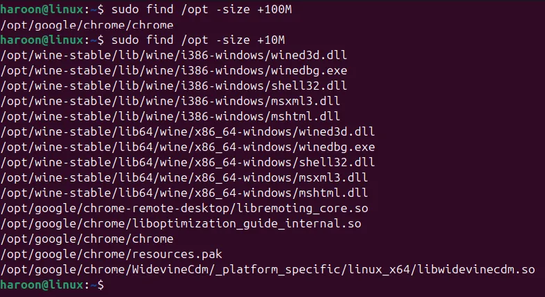 Tìm kiếm các file lớn hơn 100MB trong thư mục /opt bằng lệnh find trên Linux