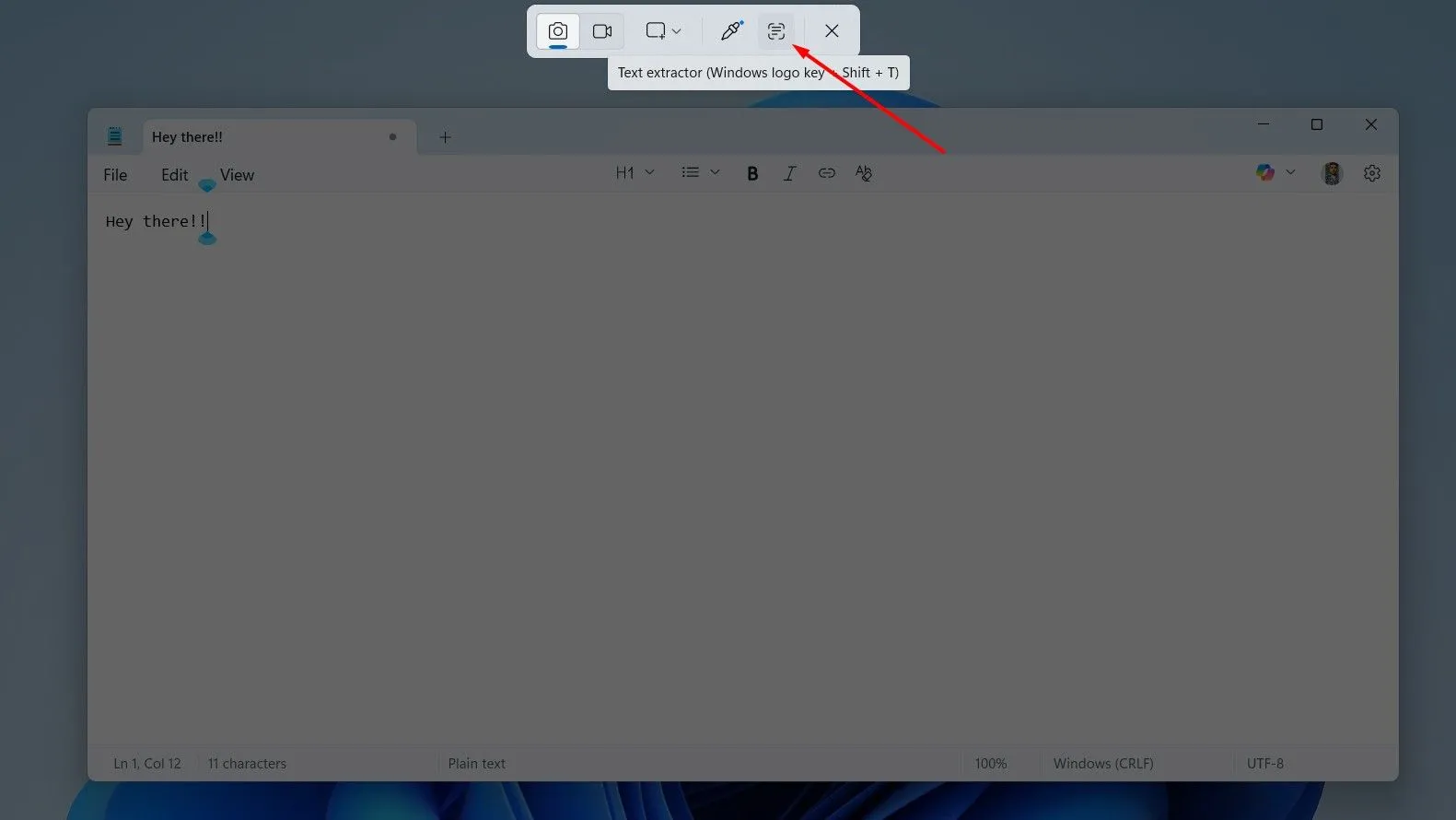 Tính năng Text Extractor trong công cụ Snipping Tool của Windows