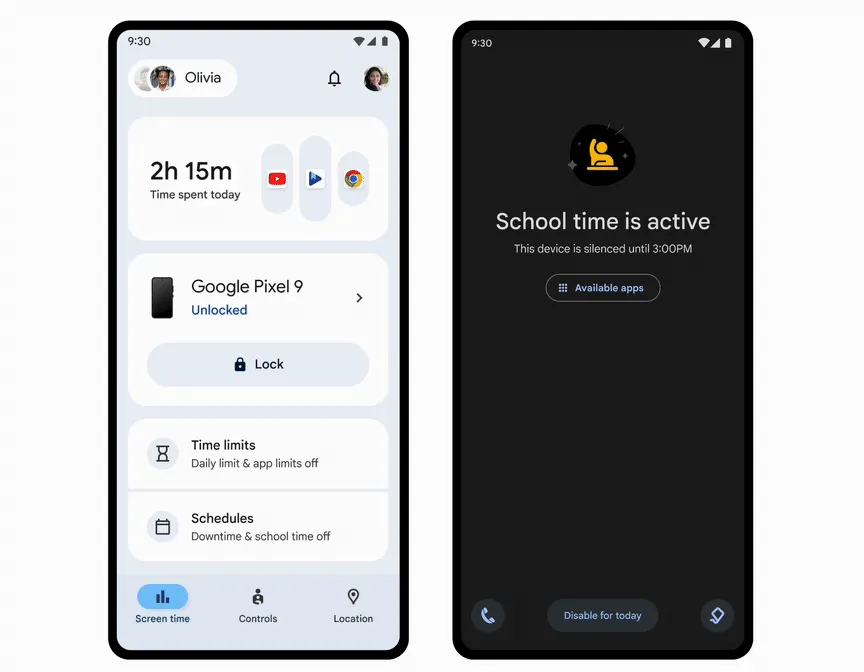 Tính năng &quot;Thời gian học tập&quot; (School Time) giới hạn ứng dụng trên điện thoại Android của trẻ