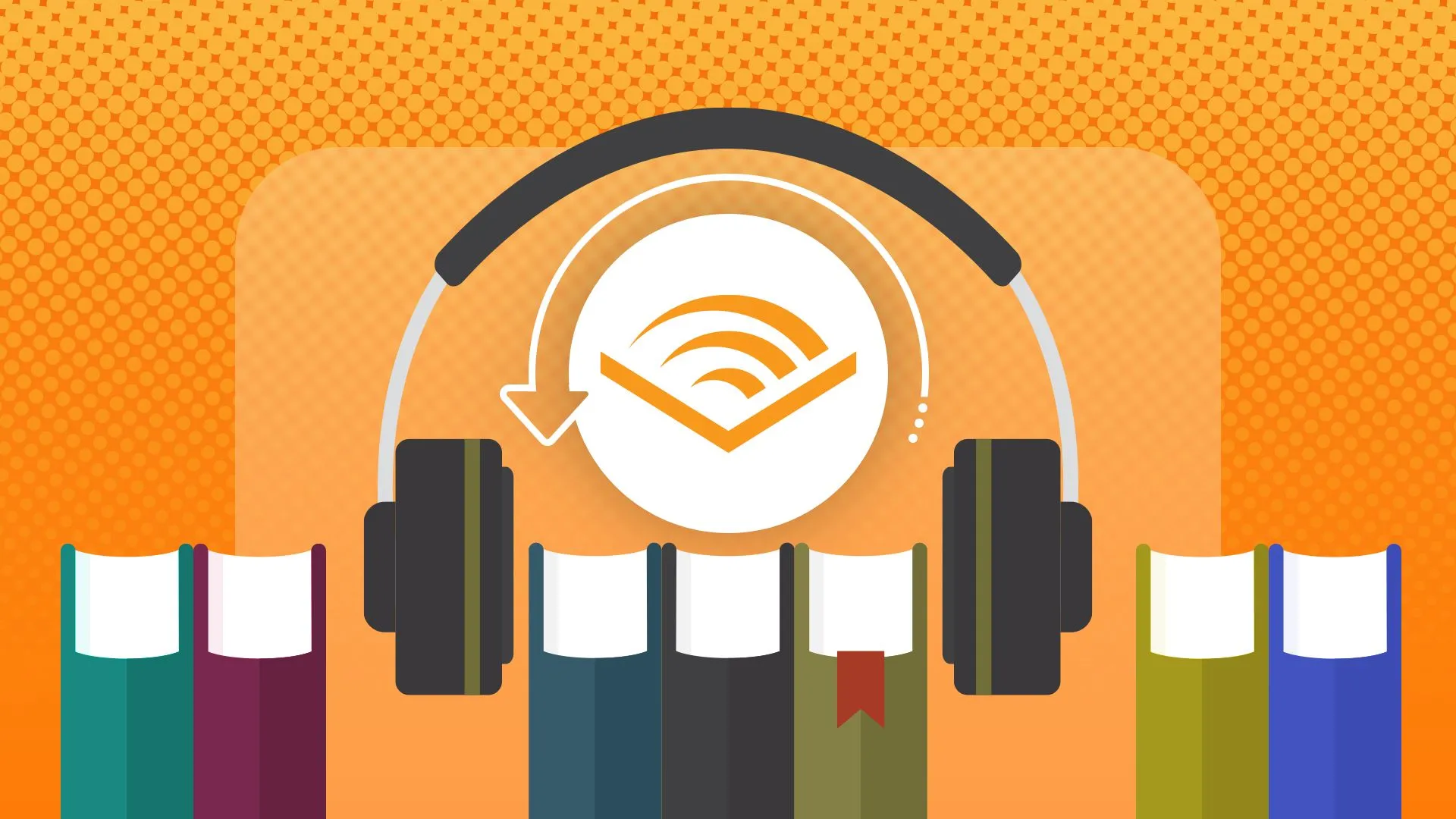 Tổng hợp các thiết bị công nghệ khác như sách, tai nghe và logo Audible, minh họa cho nhiều ưu đãi công nghệ đa dạng.