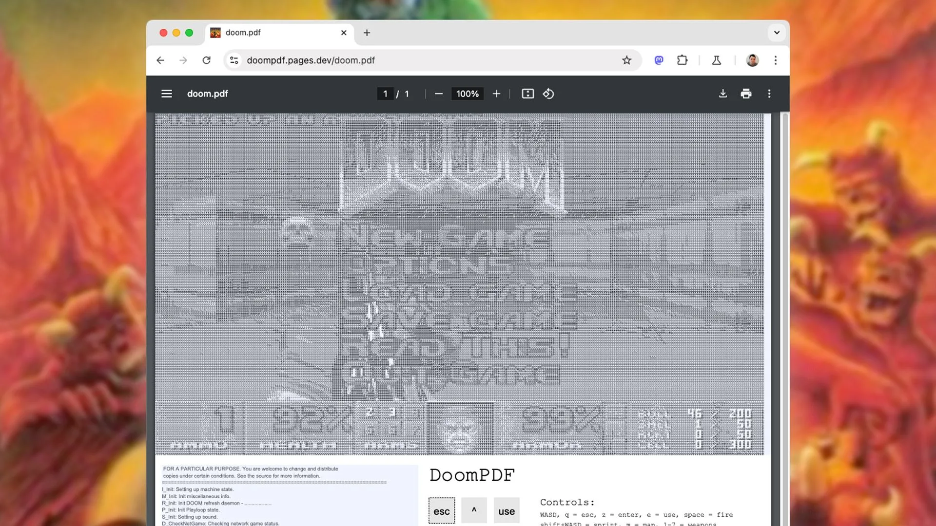 Trò chơi DOOM được chạy trực tiếp trong một tài liệu PDF