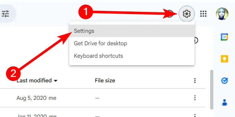 Truy cập Cài đặt Google Drive để kích hoạt chế độ offline