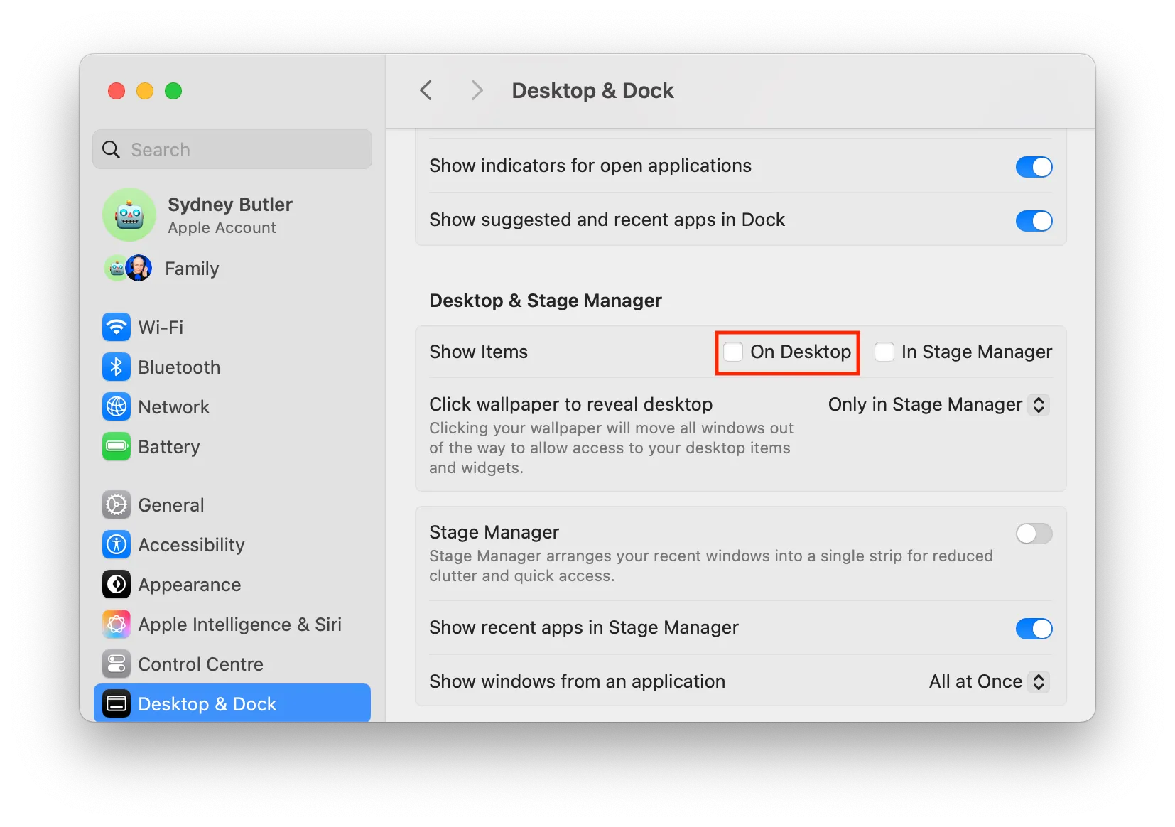Tùy chọn ẩn các mục trên màn hình nền macOS để giữ gọn gàng