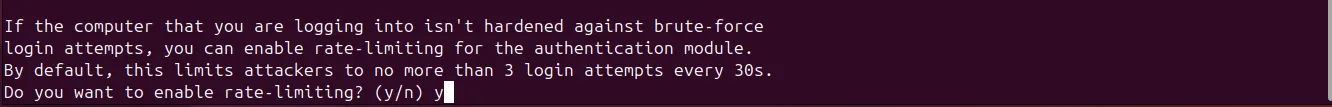 Tùy chọn cấu hình giới hạn tỷ lệ để bảo vệ chống tấn công brute-force trong thiết lập Google Authenticator