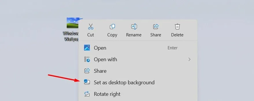Tùy chọn &quot;Đặt làm hình nền Desktop&quot; trong Context Menu.