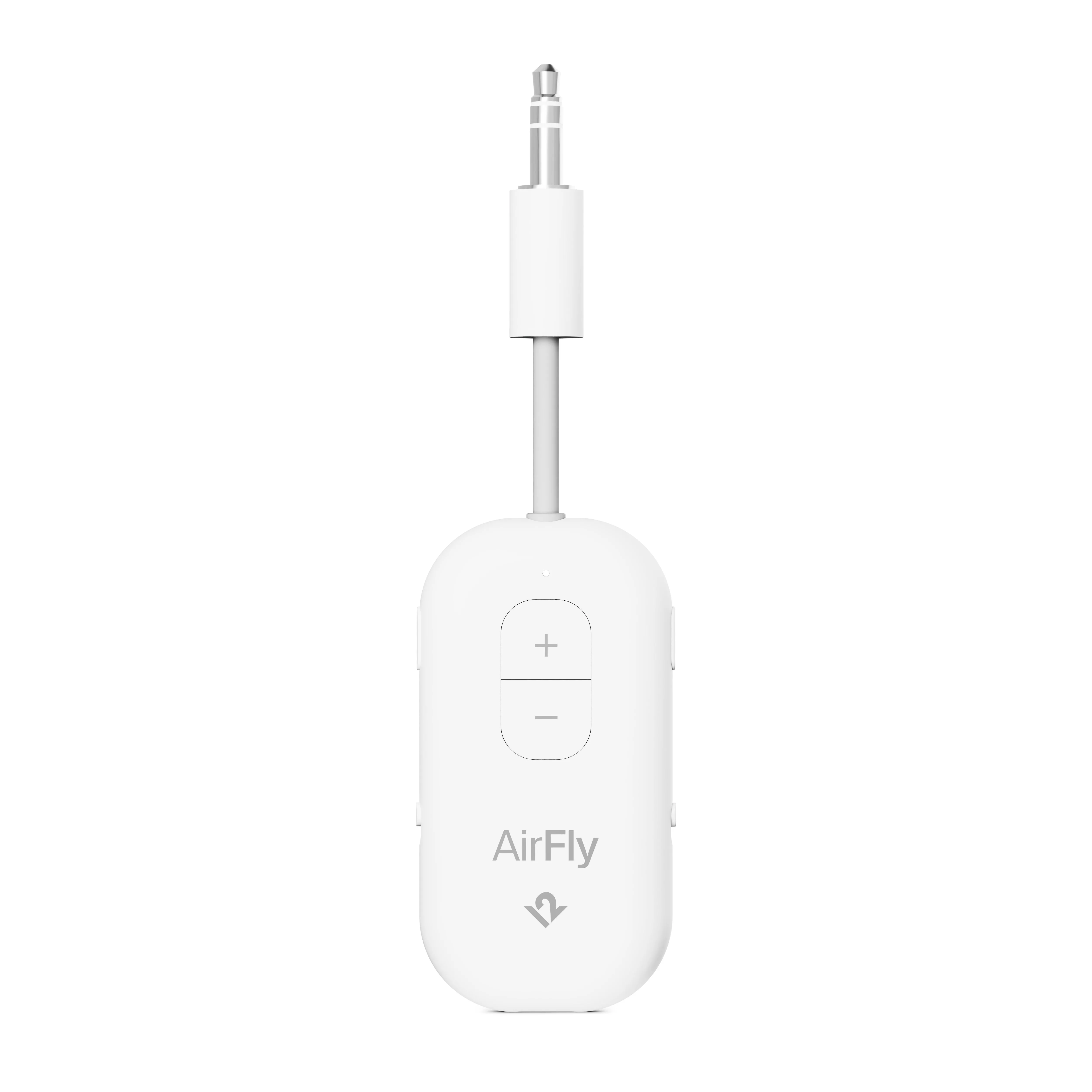Twelve South AirFly Pro 2 màu trắng trên nền đơn sắc, thể hiện thiết kế nhỏ gọn và đa năng