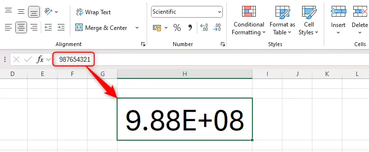 Ví dụ về định dạng số khoa học Scientific trong Excel