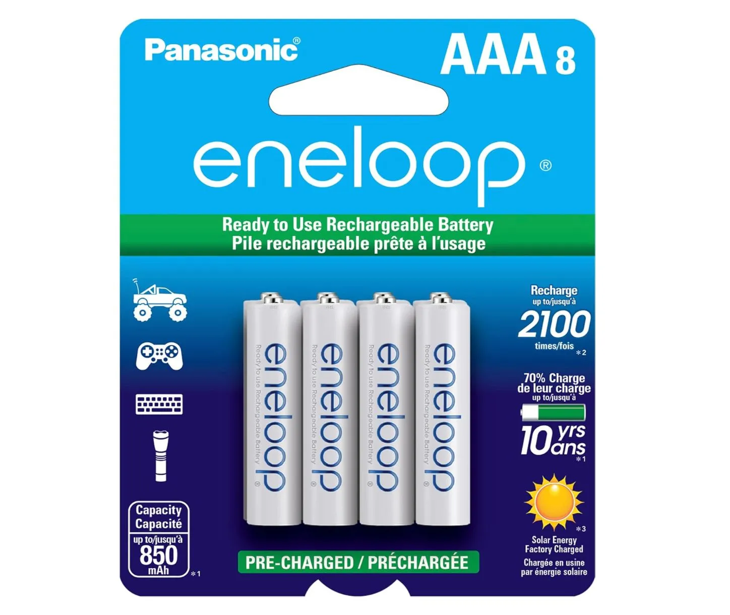 Vỉ pin sạc AAA Eneloop của Panasonic, loại pin sạc chất lượng cao được ưa chuộng.