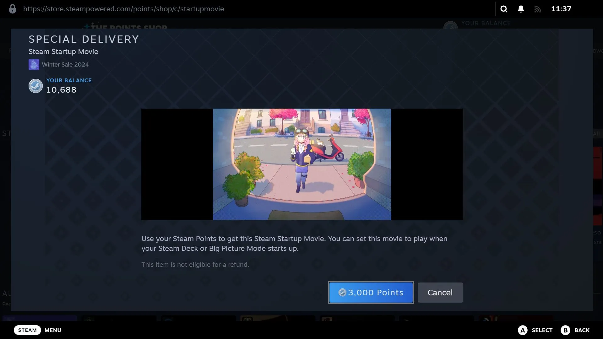 Xem trước video khởi động Steam trong Cửa hàng Điểm