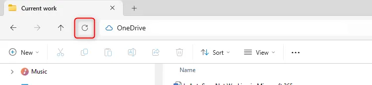 Biểu tượng làm mới trong File Explorer của Windows 11