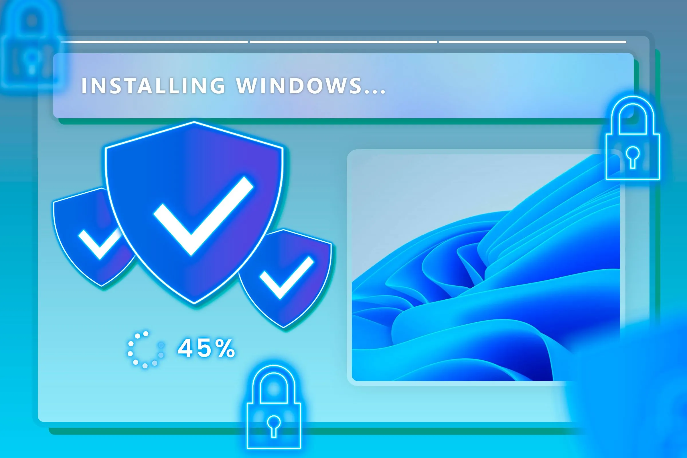 Cửa sổ cài đặt Windows với các biểu tượng lá chắn và ổ khóa tượng trưng cho quyền riêng tư