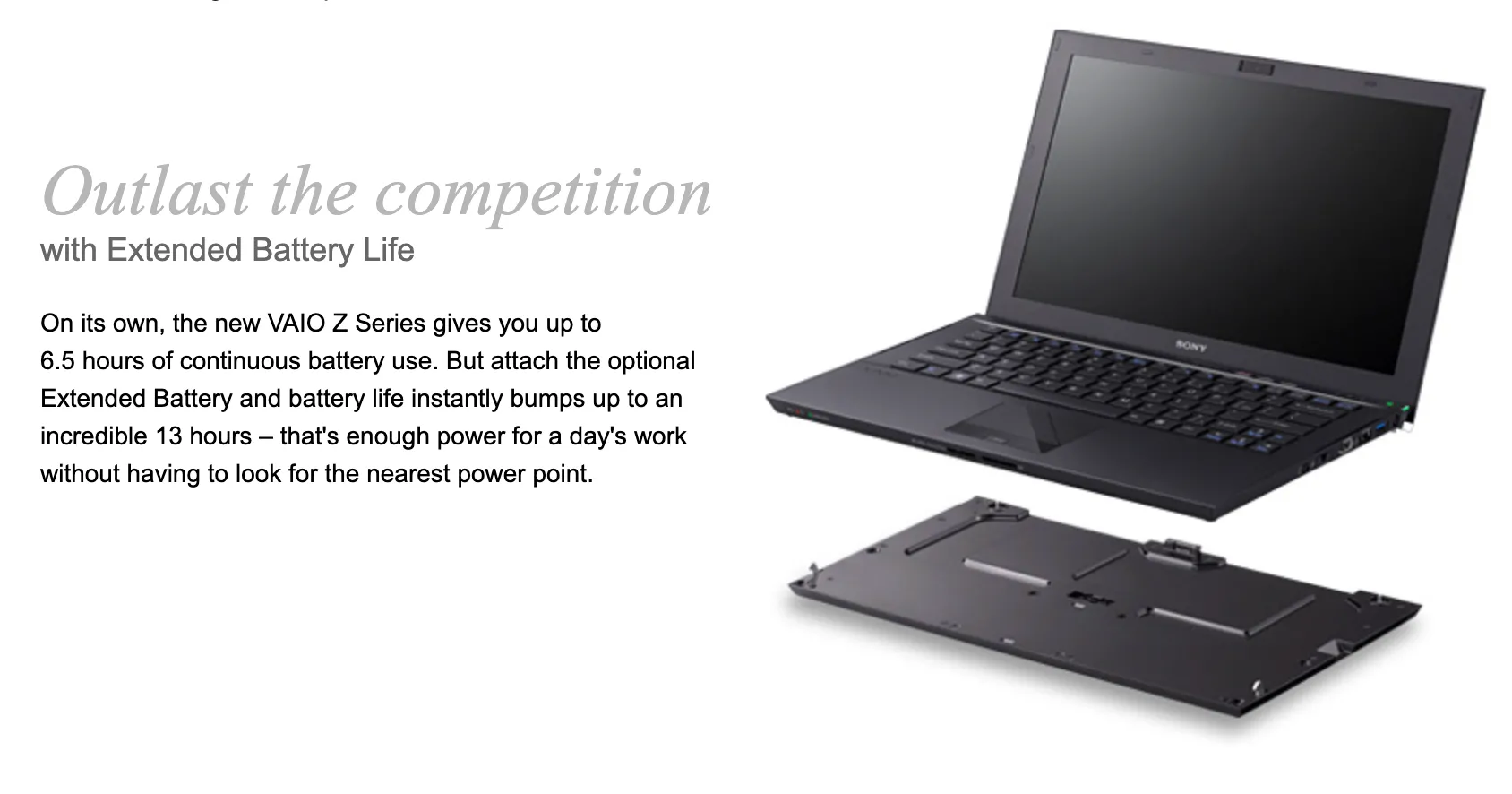 Dock pin mở rộng của laptop Sony VAIO Z Series, giúp kéo dài thời lượng sử dụng.