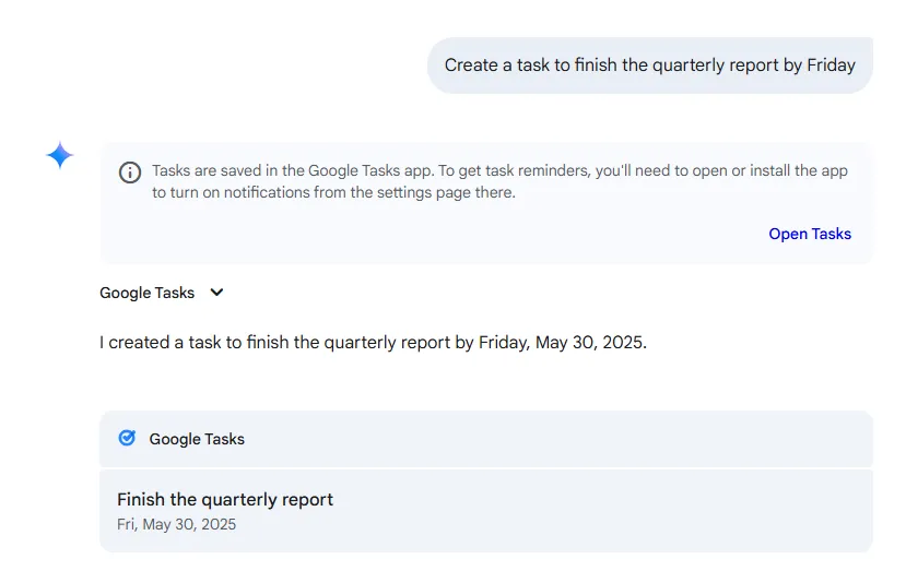 Tạo Google Tasks bằng lệnh giọng nói hoặc văn bản với Google Gemini