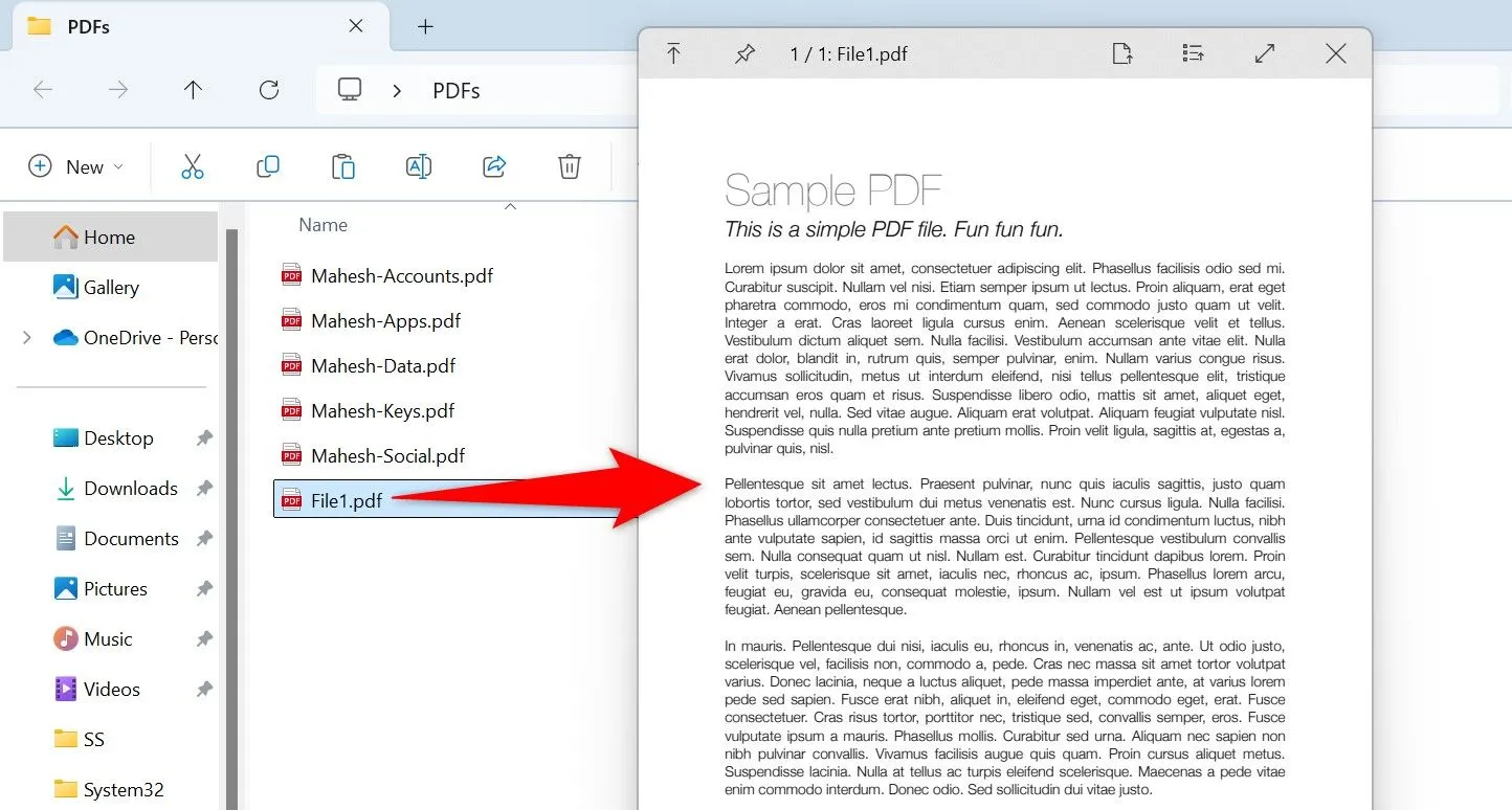 Xem trước tệp PDF bằng QuickLook trên Windows 11